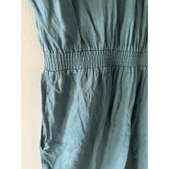 Faherty Womens Arlie Day Romper Blue Large Linen Cotton Aviator Lightweight - Picture 8 of 10